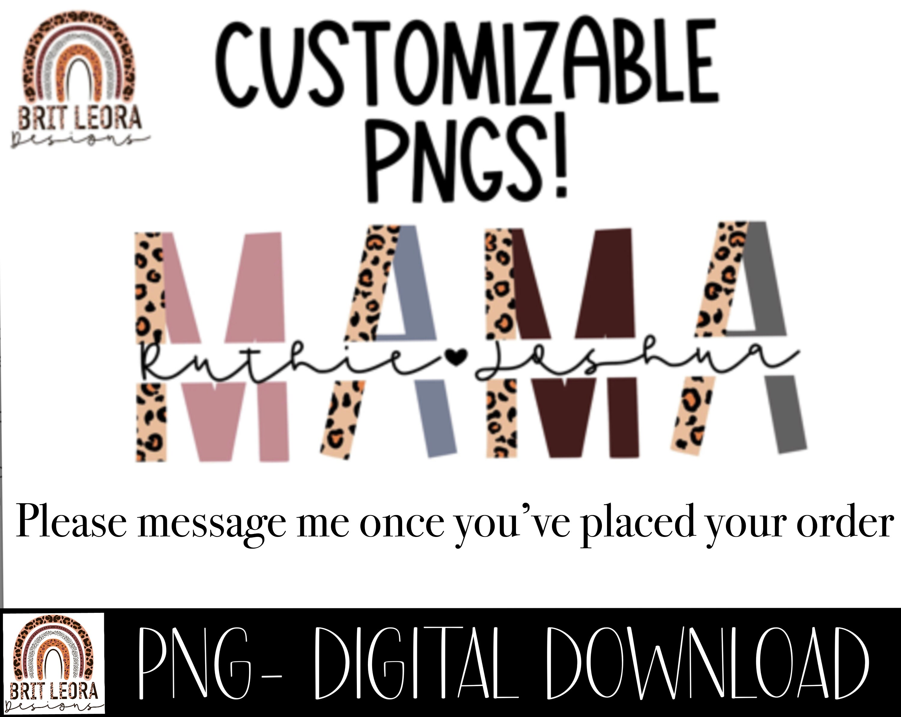 Customizable mama With Names PNG Mothers Day Design for - Etsy
