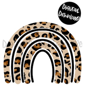 Leopard Print Rainbow PNG, leopard png, rainbow wall art, sublimation png, girl nursery decor, rainbow baby, baby shower, digital download,