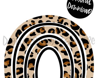 Leopard Print Rainbow PNG, leopard png, rainbow wall art, sublimation png, girl nursery decor, rainbow baby, baby shower, digital download,