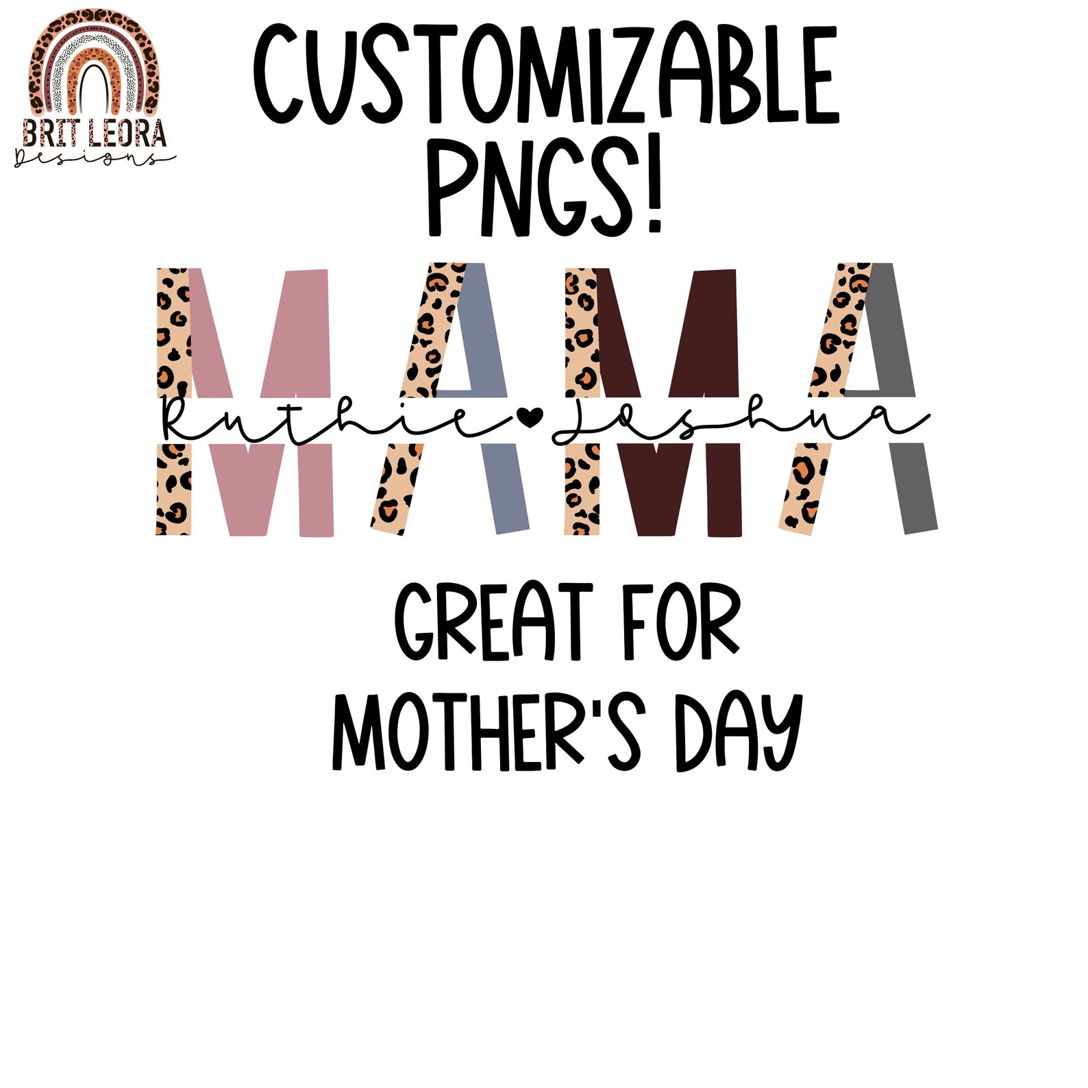 Customizable Mama with names PNG Mothers Day design for Etsy