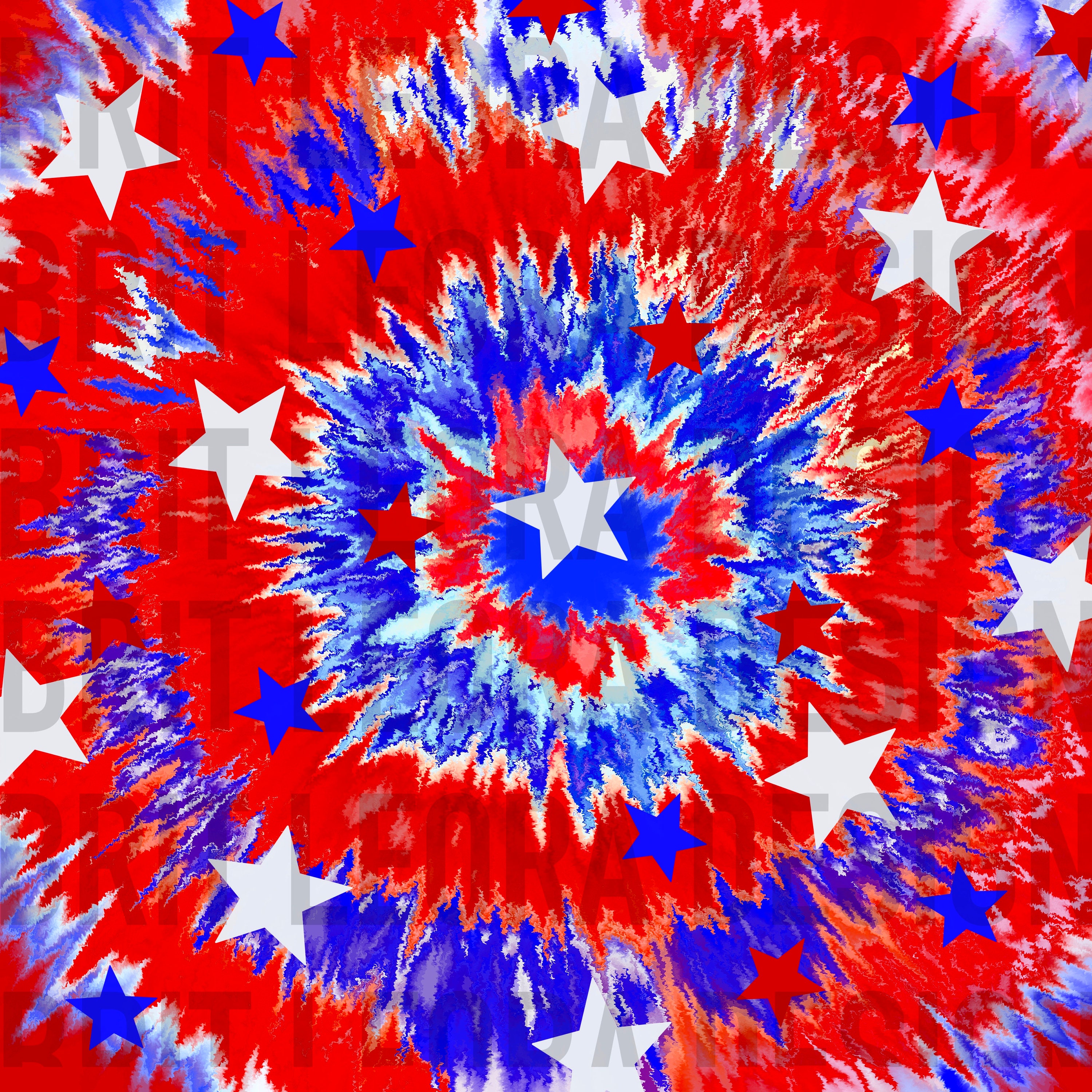 Tie dye star digital paper PNG, Fourth of July background, sublimatio…