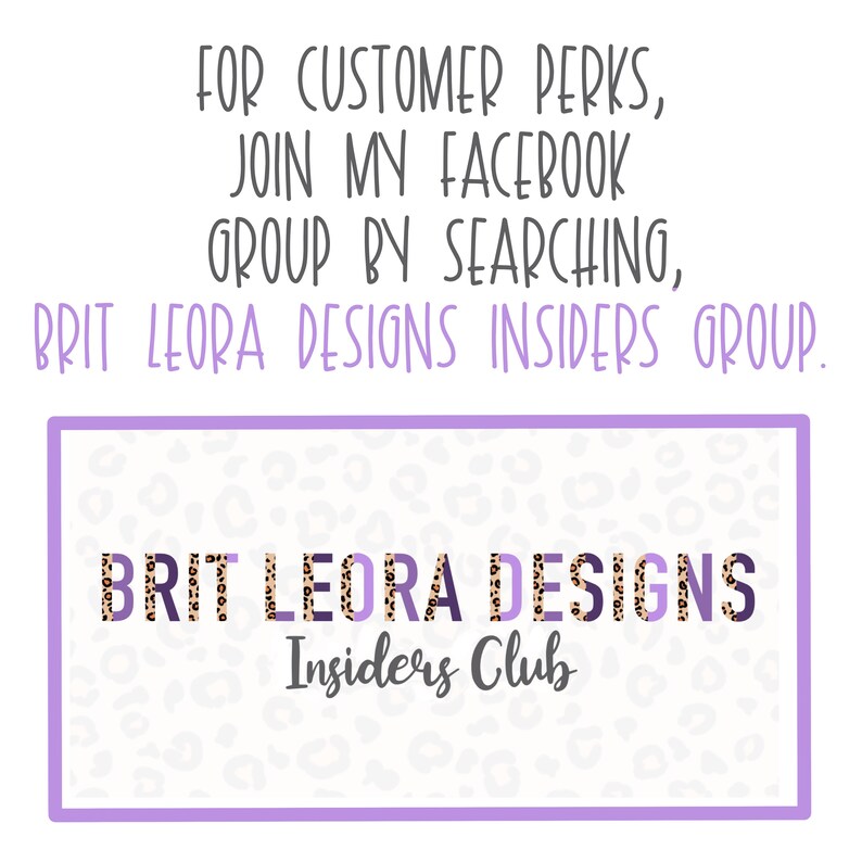 May include: A purple and white graphic with leopard print text that reads "BRIT LEORA DESIGNS Insiders Club". The text is on a white background with a leopard print pattern.