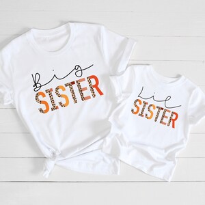 Big sister and little sister PNGs, Leopard and boho, instant digital download, sublimation design, sunset palette, sisters shirts