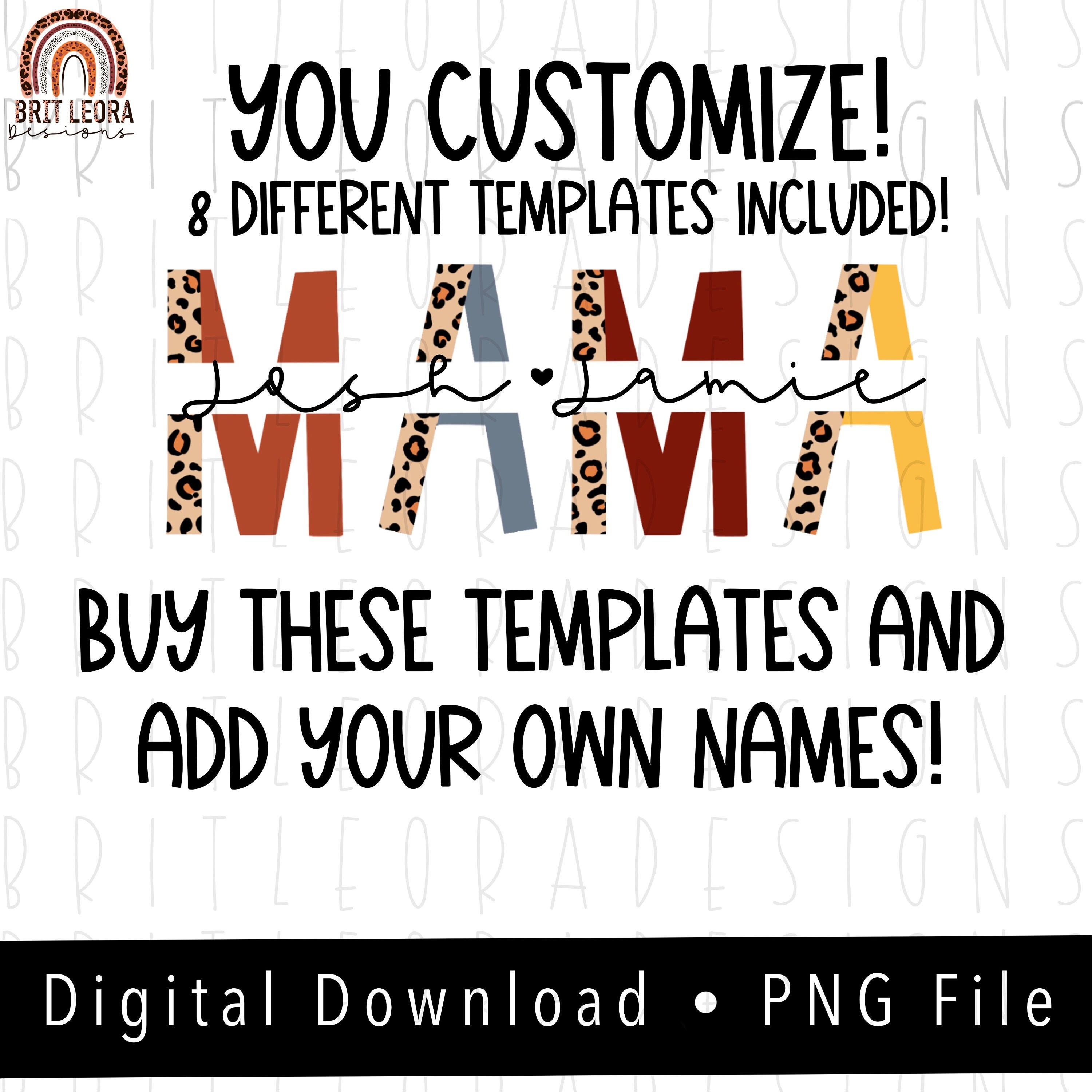 Customizable mama With Names PNG 8 mama Templates With - Etsy
