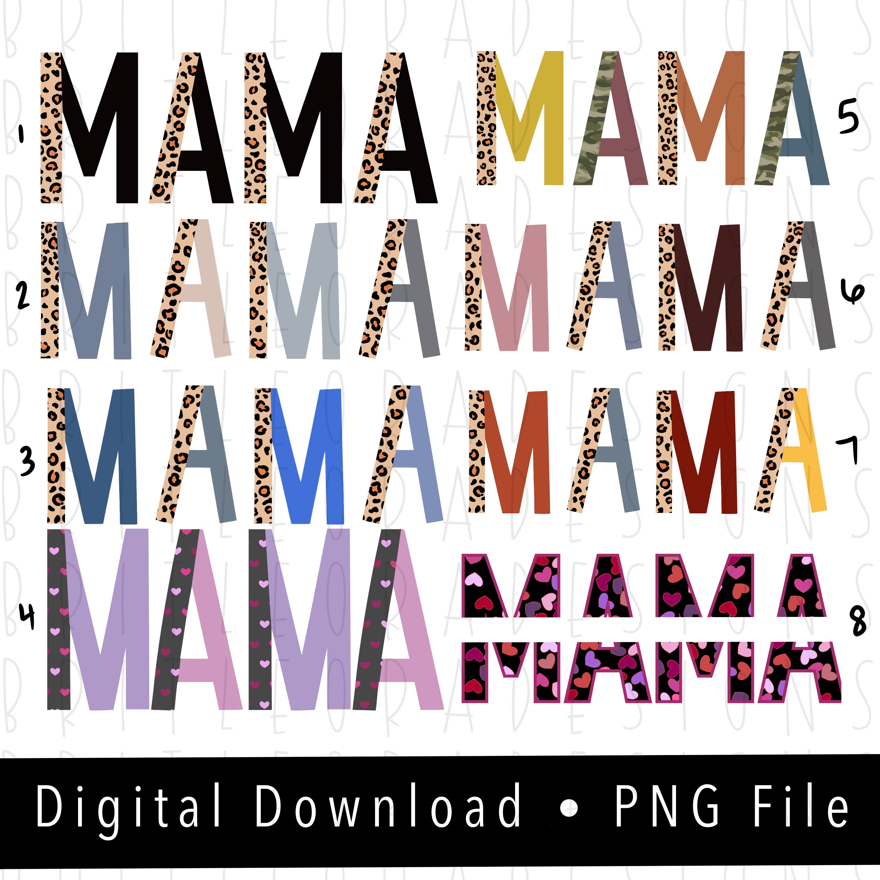 Customizable mama With Names PNG Mothers Day Design for Etsy