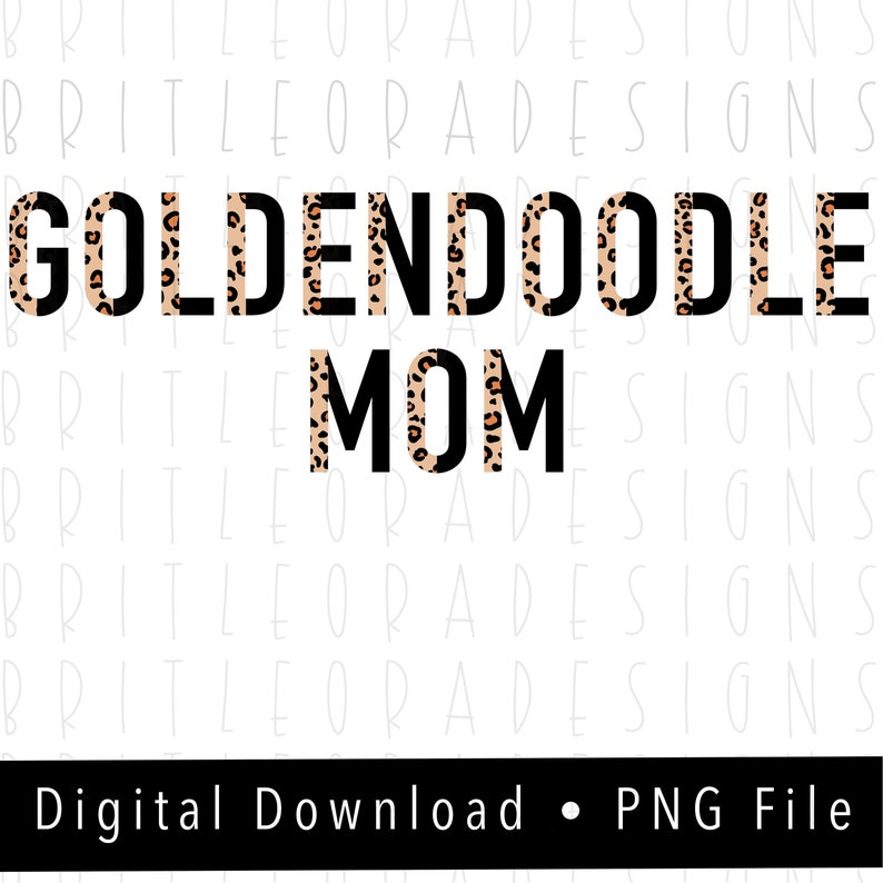 GOLDENDOODLE Mamma PNG, leopard och boho, omedelbar digital nedladdning, söt hundälskare design, sublimeringsdesigner bild 1
