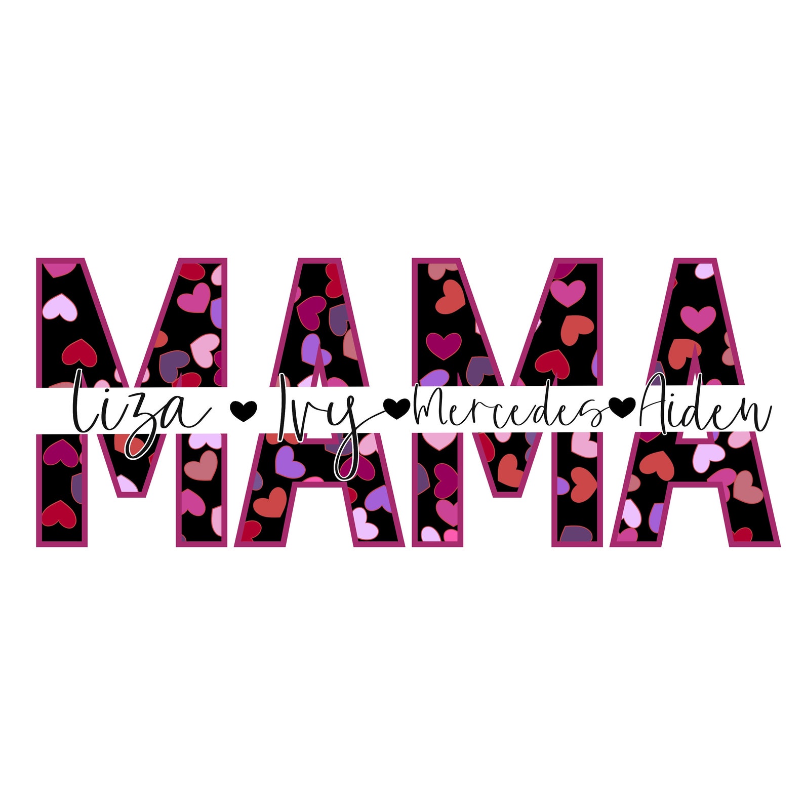 Customizable mama With Names PNG Mothers Day Design for Etsy