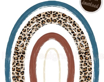 Cheetah Print Rainbow Clipart | Instant Download | Leopard print graphic | animal print transparent rainbow | png |