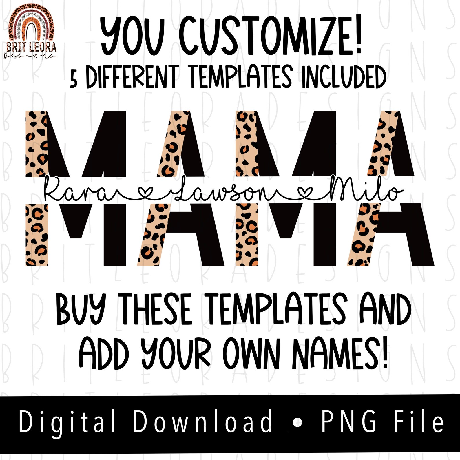 Customizable Mama with names PNG 5 Mama templates with Etsy