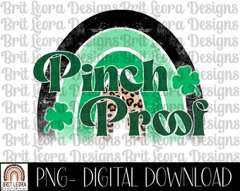 Pinch proof PNG with leopard, St. Patrick's Day sublimation design, Green St. Patty's Day Digital Download, four leaf clover t-shirt design