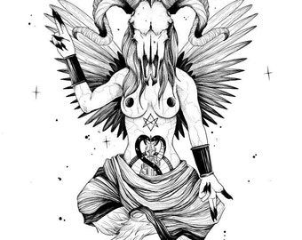 Print Baphomet  - - - Numéroté à la main , édition limitée à 50 exemplaires