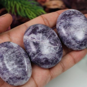 Lepidolite Palm Stone, Lepidolite Polished Gemstone Crystal Palm stone