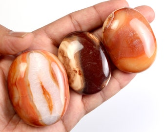 Carnelian Palm Stone, AAA Grade Crystal, Lucky Talisman (2-2.5 inch)