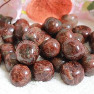 Piedra pulida de granate pulida (bolsa de 1 lb), cristal curativo cargado, cristales curativos de piedras preciosas pulidas