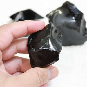 Raw Black Obsidian Crystal Rough Stone