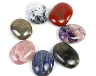 Seven Chakra Palm stone Crystal Set, 7 Chakra palm stone set. Chakra Crystal Set, Reiki Chakra Set, Reiki Healing Crystals