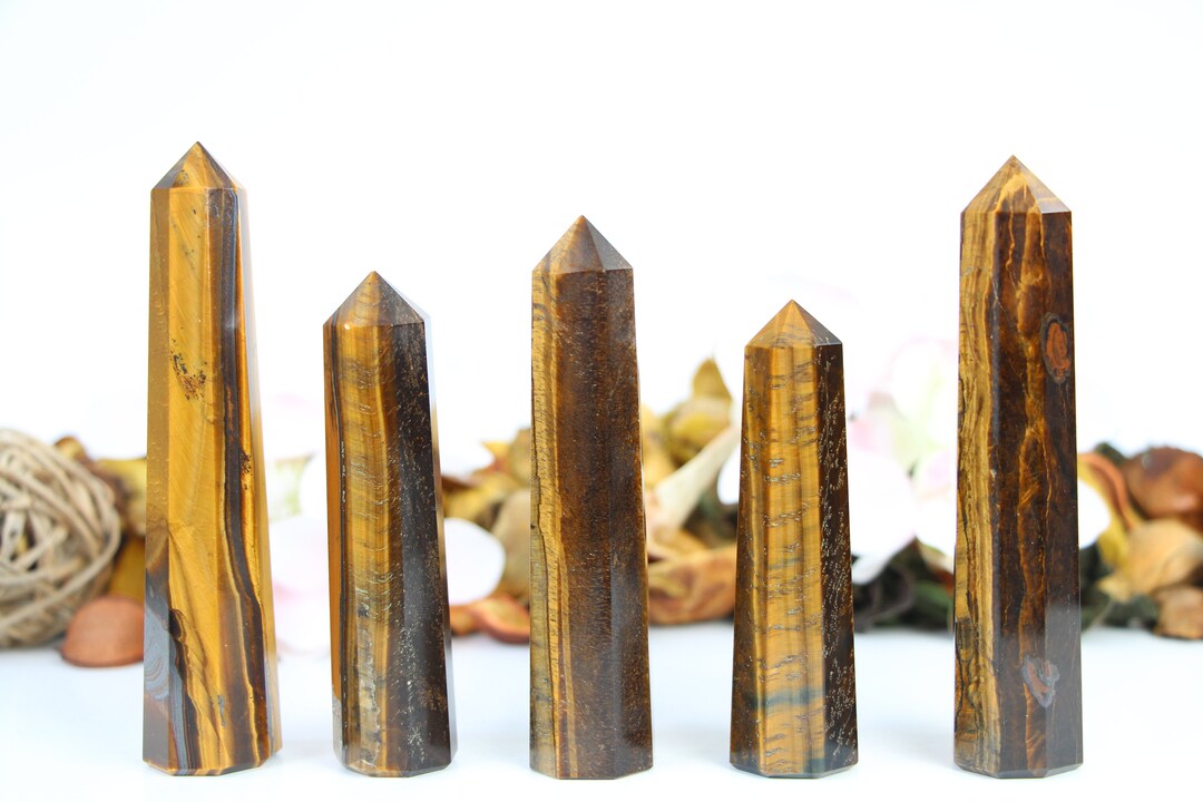 Tigers Eye Crystal Tower, Healing Obelisk, Faceted Point - Etsy
