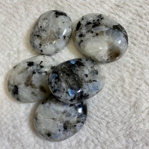 Rainbow Moonstone Palm Stone, Worry Stone, Natural Agate Pocket Stone, Healing Crystal, High Quality Moonstone 4.5OZ,0.3LB