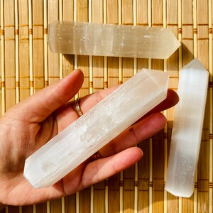 Healing Crystal WandSelenite Obelisk Selenite Tower 5 inch long healing crystal tower wand