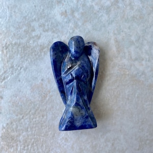 2 Inches Sodalite Angel big size Crystal Agate Angel Guardian Angel Natural Carved Statue Gift Angel