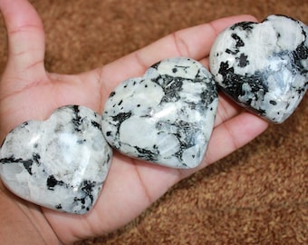 Rainbow Moonstone Puffy Heart, High Quality Pocket Stone, Natural Agate Pocket Stone, Regular Large Size 4 Oz, 100 g, 2.5 Inches