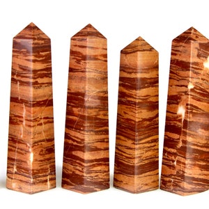 Brown Jasper Crystal Towers, Four-Sided pyramid tower, Brown Jasper Crystal Wands healing tower