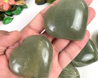 Cuore di cristallo di avventurina verde, pietra curativa, decorazione per la casa (50-60 mm)