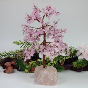 Rose Quartz Gemstone Trees, Crystal Tree of life 300 beads, Trees with Rose Quartz Base