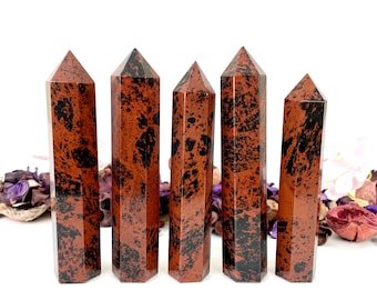 Mahogany Obsidian Crystal Tower Agate Obsidian Obelisk Polished Mahogany Obsidian 4.5 inch size