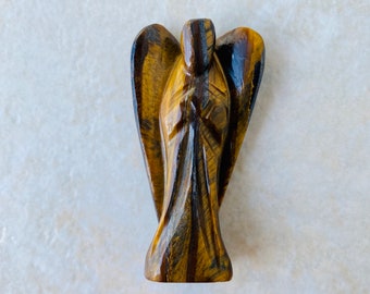 Ange oeil de tigre 2 pouces, gardien en cristal naturel sculpté