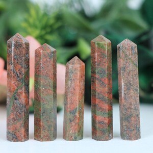 Unakite Crystal Tower Point, Unakite Healing crystal tower, Unakite terminated crystal points