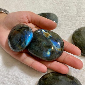 Piedra de palma de labradorita, piedra curativa pulida para la preocupación