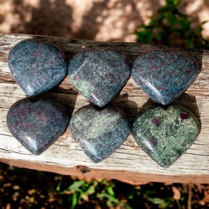 Ruby Kyanite Crystal Heart, Ruby Kaynite Gemstone Hearts, Ruby Heart Shaped Healing Stones, Home decor crystal