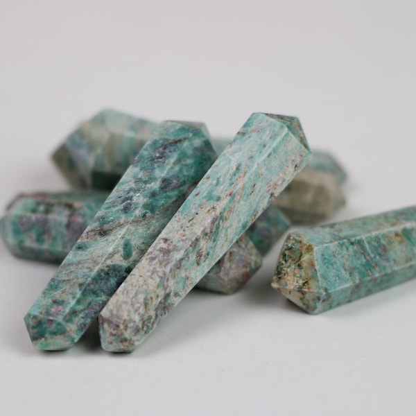 Ruby Fuchsite Crystal Tower Double terminated Point, Ruby Fuchsite Double points crystal, Healing crystal tower, terminated crystal points