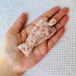 3 Inches Sunstone Angel big size Crystal Angel Guardian Angel Natural Carved Statue Gift - Stone of Confidence
