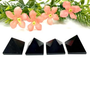 Black Obsidian Crystal Pyramid, Black Obsidian Healing Pyramid, Black Obsidian Crystal Pyramid for Crystal Grid