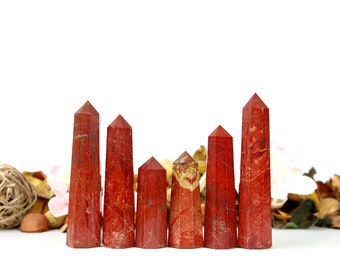 Red Jasper Crystal Tower, 8-Faceted Healing Obelisk