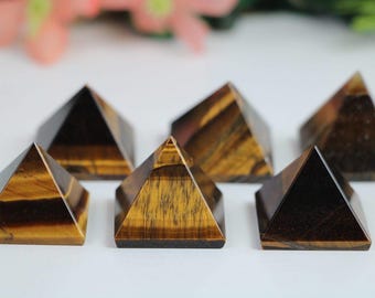 Tigers Eye Crystal Pyramid, Tiger&#39;s Eye Healing Pyramid, Crystal Pyramid for Crystal Grid