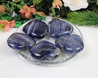 Corazón de cristal de sodalita, piedra preciosa curativa, decoración del hogar