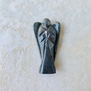 2 Inches Hematite Angel big size Crystal Agate Angel Guardian Angel Natural Carved Statue Gift Angel