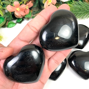 Black Obsidian Crystal Heart, Black Obsidian Gemstone Hearts, Black Obsidian Heart Shaped Healing Stones, Home decor crystal