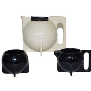 Bauhaus Memphis Style Pottery Porcelain Ceramic Coffee Teapot Service Set