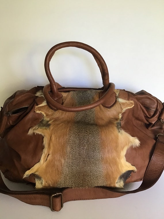Extra large vintage genuine leather bag - image 1