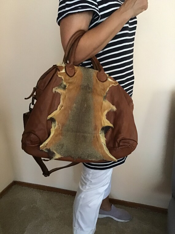 Extra large vintage genuine leather bag - image 8
