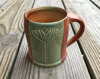 Coffee Cup, Smallish Ceramic Mug, Green, Handmade, Stoneware