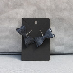 Black Faux Leather Bow Earrings