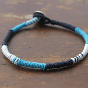 Multicolored Nautical Bracelet: Knotted Waxed Cord Surfer Jewelry
