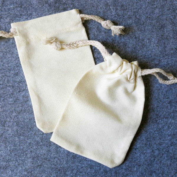 10 Nature Cotton Drawstring Bags (4"x6", 10x15cm)