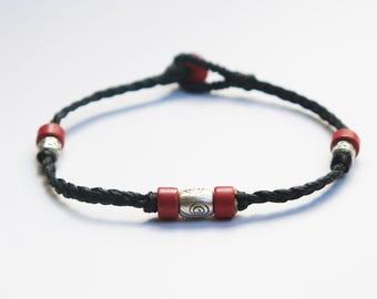 Handmade Knotted Wax Cord Bracelet: Boho Beach Style with Porcelain Beads