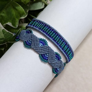 2-er Armbandset - Macramee und Glasperlen, Freundschaftsarmbänder